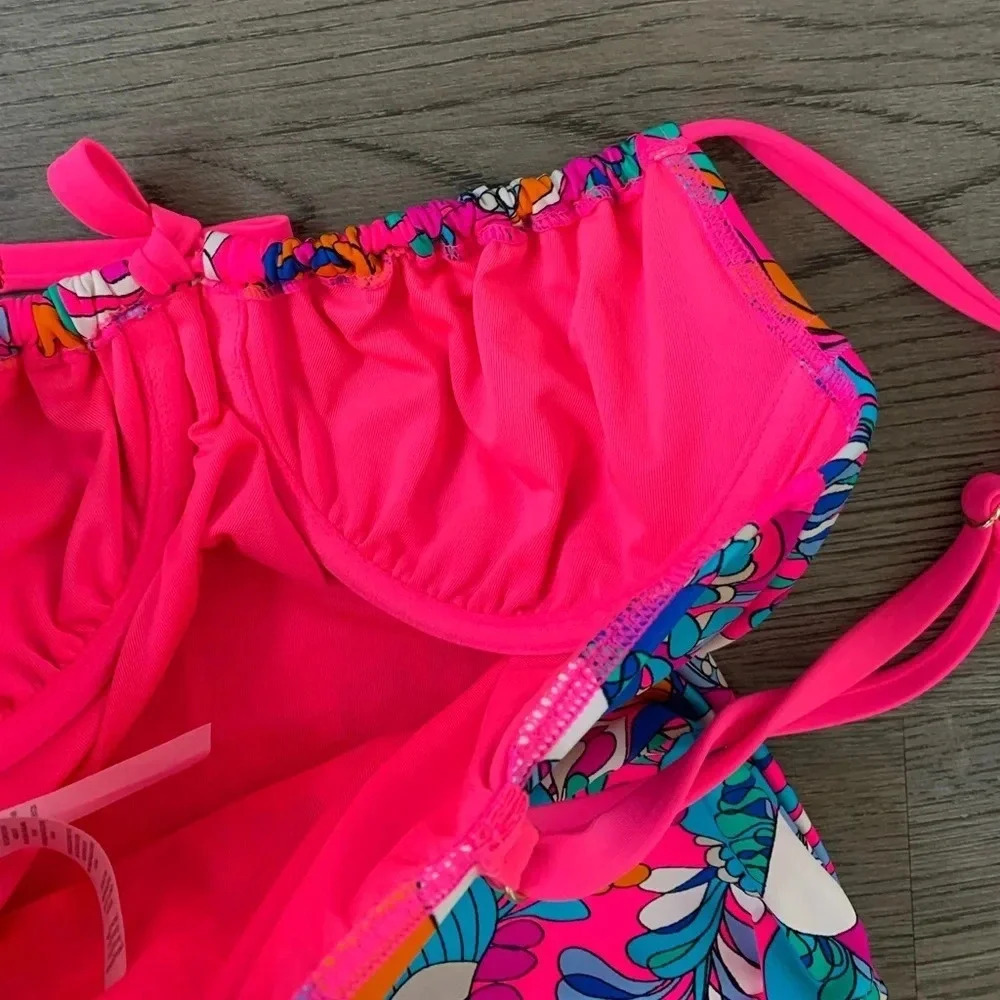 Kate Spade Sea Garden One Piece Underwire Swimsuit - Size S - Radiant Pink - NWT - Picture 6 of 9